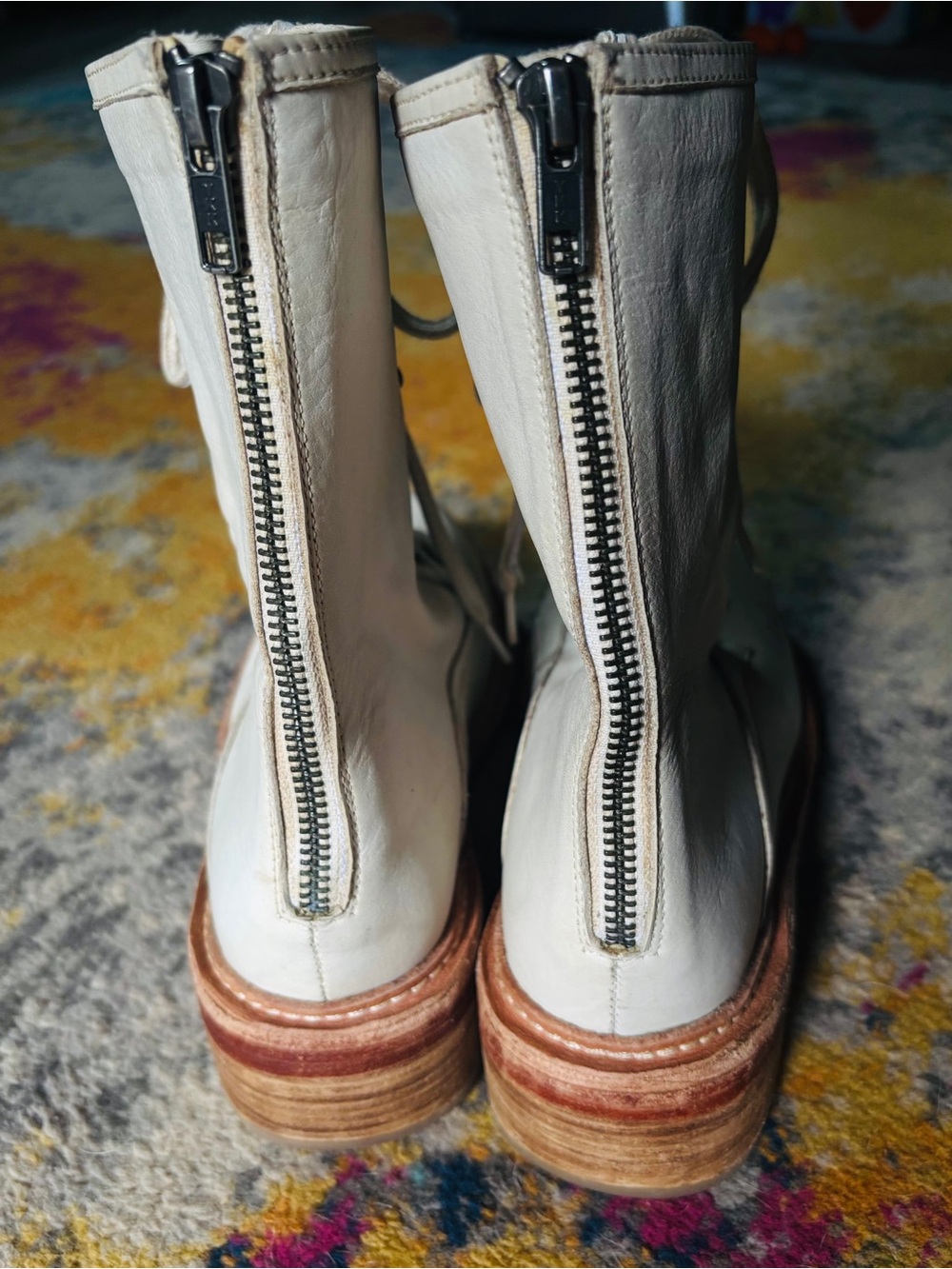 Free People Santa Fe Distressed Leather Lace-Up Boots in Ivory 37 - Picture 10 of 15